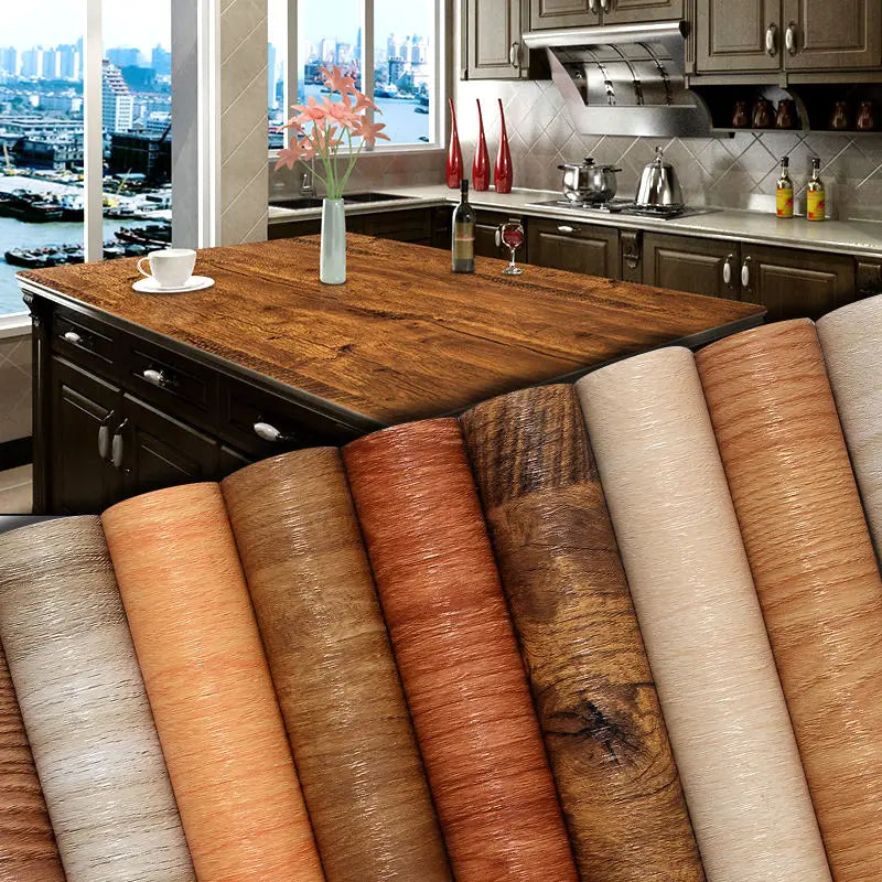 Wood Grain DIY Sticker PVC Self Adhesive Waterproof Wallpapers Renovation Furnitures Wall Stickers Home Decor Sticky Paper Decal