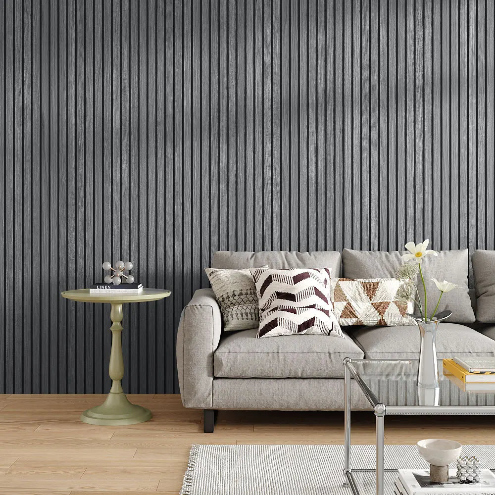 Modern simple vertical striped wood grain wall panel background wall, self-adhesive wallpaper suitable for bedroom living room