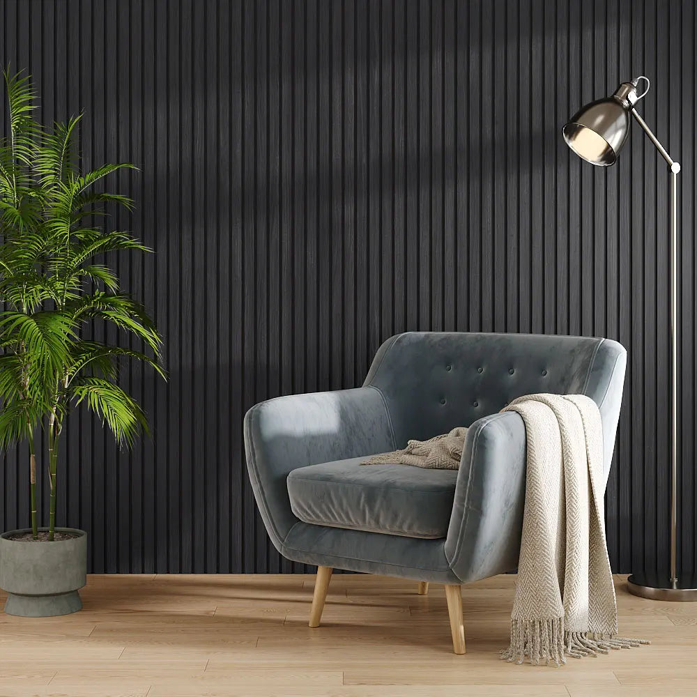 Modern simple vertical striped wood grain wall panel background wall, self-adhesive wallpaper suitable for bedroom living room