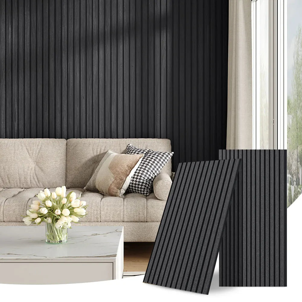 Modern simple vertical striped wood grain wall panel background wall, self-adhesive wallpaper suitable for bedroom living room