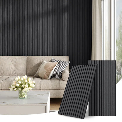 Modern simple vertical striped wood grain wall panel background wall, self-adhesive wallpaper suitable for bedroom living room