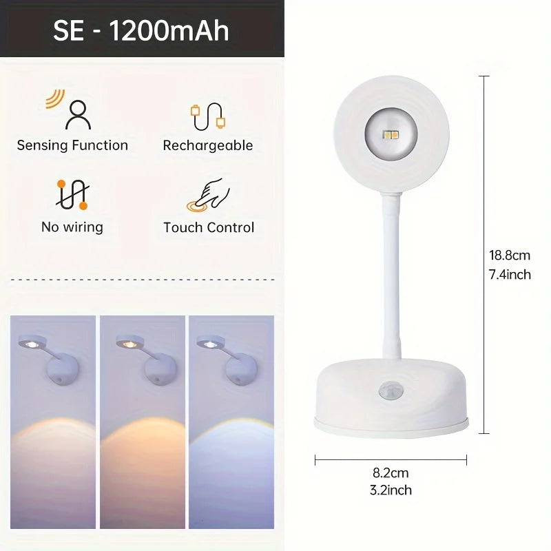 Wall Lamp Rechargeable Intelligent Human Sensing Wireless Night Light Dimmable LED Spotlights for Decoration Painting Lighting